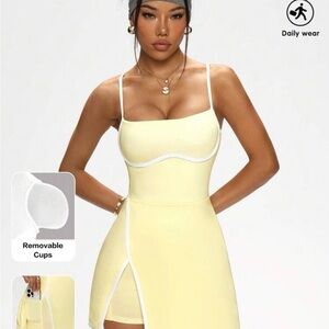 Yellow Athleisure Dress with Slit